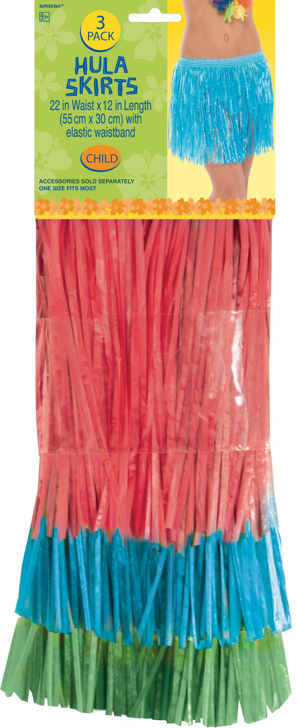 Child Hula Skirts, 3-pk Front_Flat