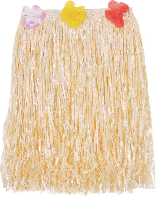 Mini jupe de danseuse hawaïenne en plastique pour adultes Front_Flat