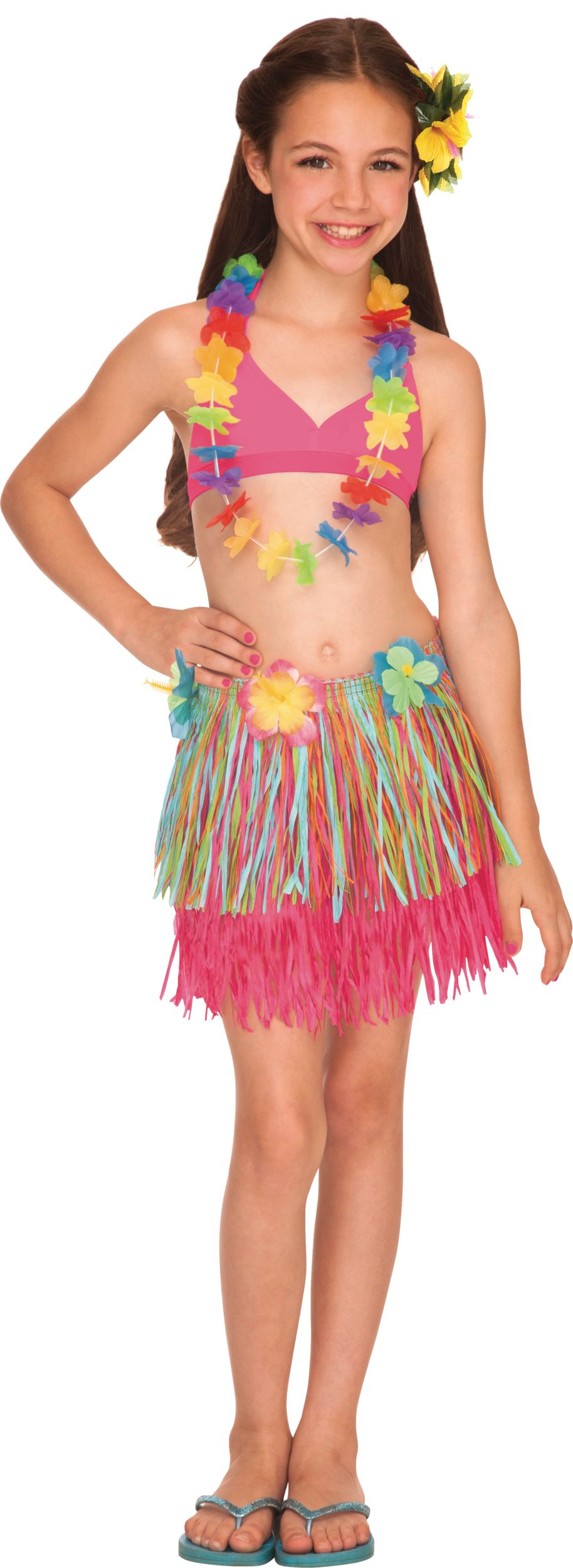 Child Rainbow Hula Skirt Front_Flat