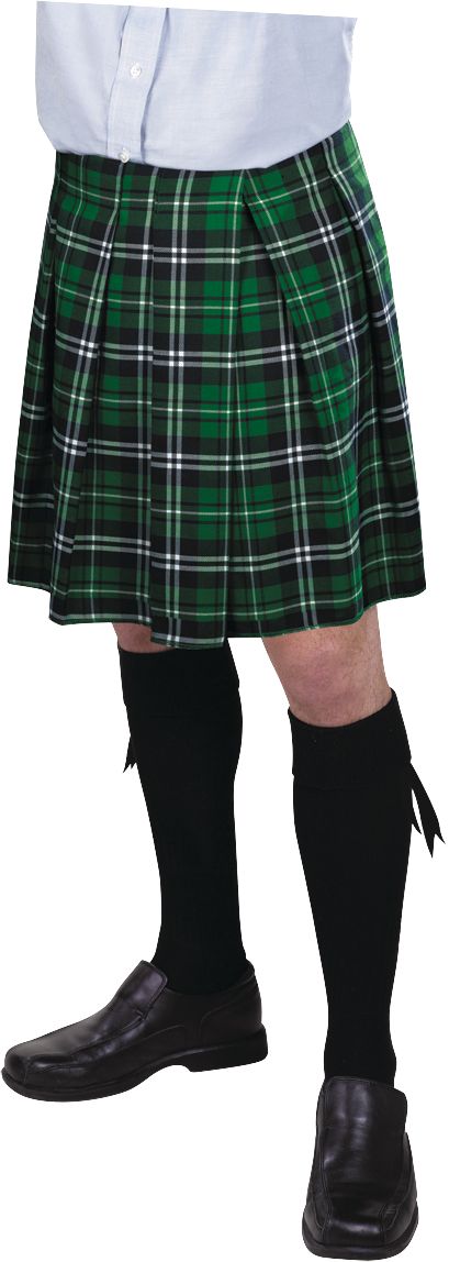 Adult Plaid Kilt Skirt, Green/Black, One Size, for St. Patrick's Day Front_Angled_Left