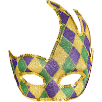 Glitter Harlequin Mardi Gras Party Masquerade Mask Front_Flat