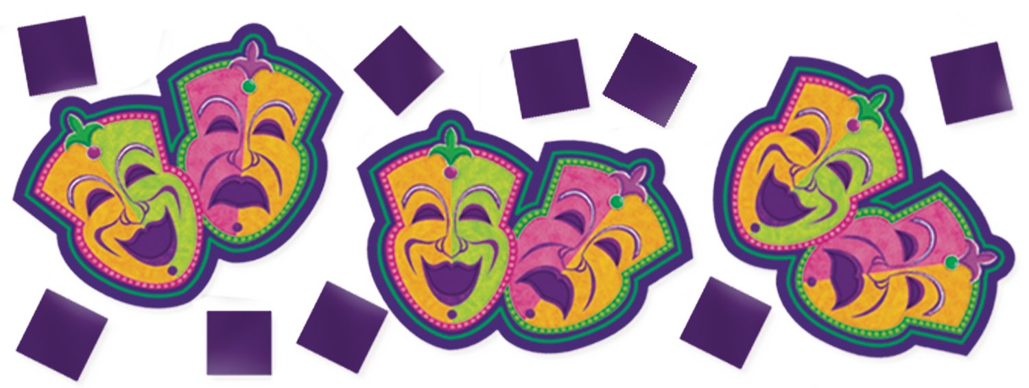 Crown/Mask/Music Notes Confetti Table Scatter Decoration, Green/Purple/Yellow, 1.2-oz, for Mardi Gras Overhead_Flat