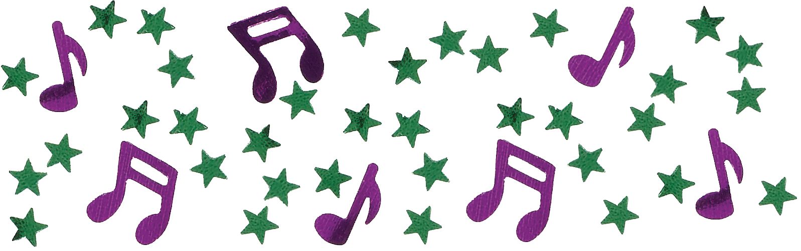 Crown/Mask/Music Notes Confetti Table Scatter Decoration, Green/Purple/Yellow, 1.2-oz, for Mardi Gras Overhead_Flat