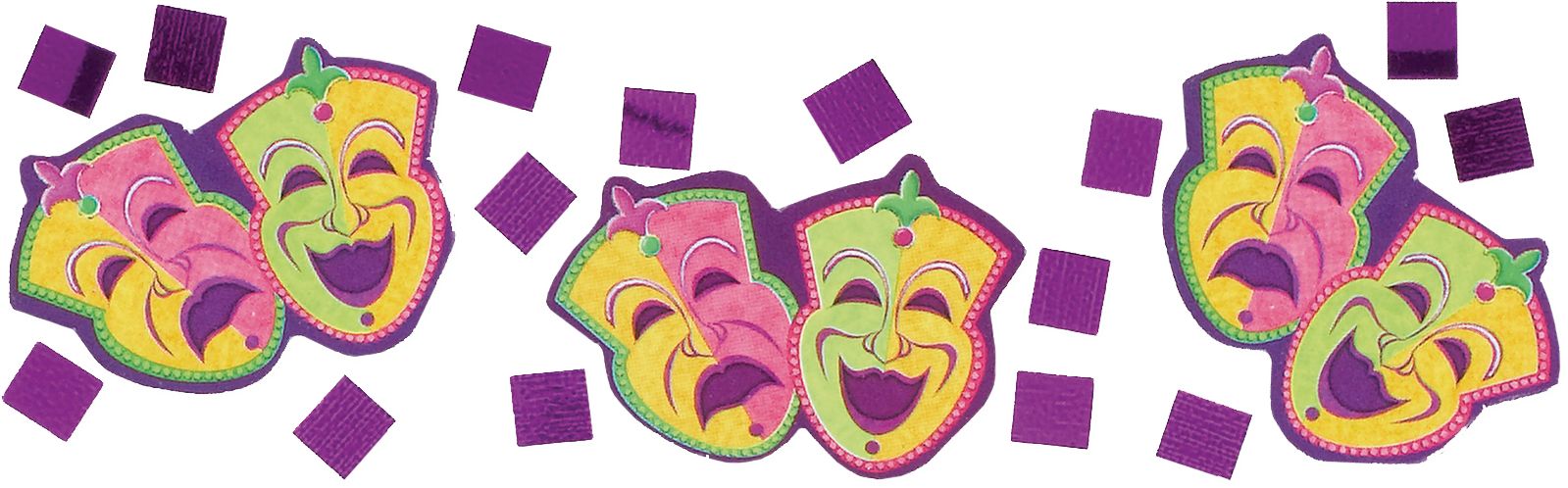 Crown/Mask/Music Notes Confetti Table Scatter Decoration, Green/Purple/Yellow, 1.2-oz, for Mardi Gras Overhead_Flat