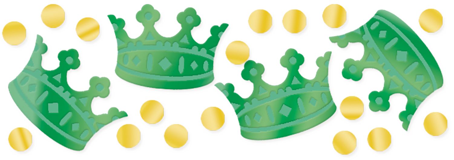 Crown/Mask/Music Notes Confetti Table Scatter Decoration, Green/Purple/Yellow, 1.2-oz, for Mardi Gras Overhead_Flat