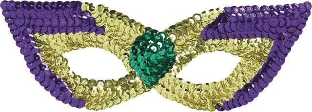 Sequin Mardi Gras Eye Masks, 6-pk Front_Flat