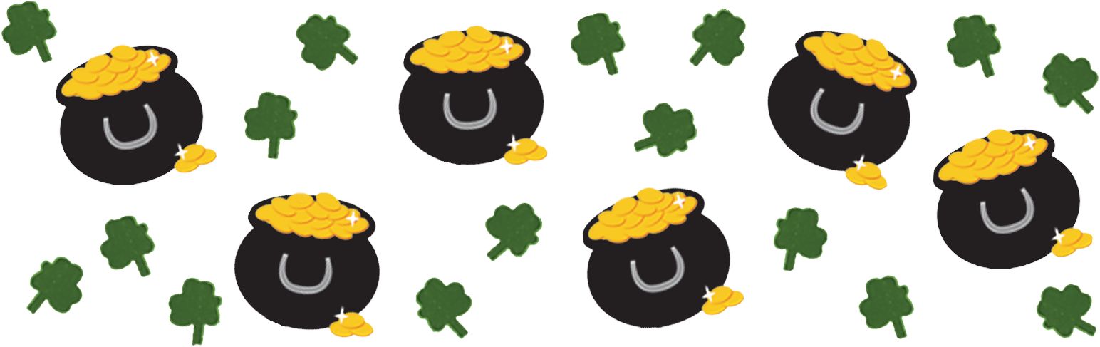 Confettis de la Saint-Patrick avec motifs de marmites d'or, de trèfles et d'arc-en-ciel Front_Flat