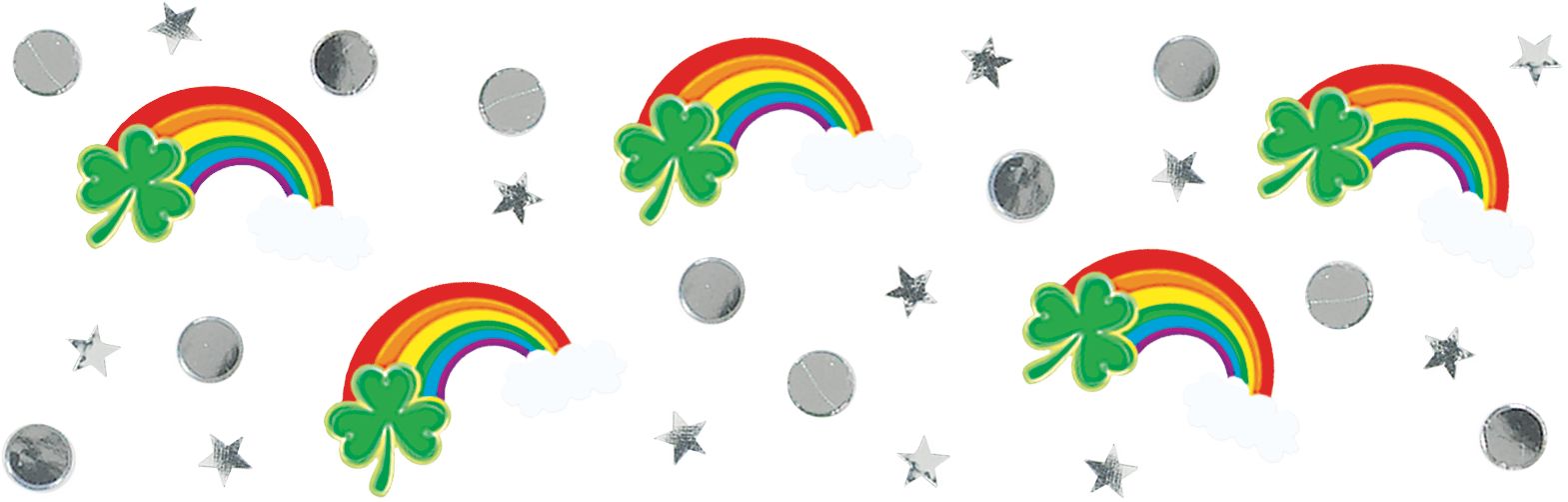 Confettis de la Saint-Patrick avec motifs de marmites d'or, de trèfles et d'arc-en-ciel Front_Flat