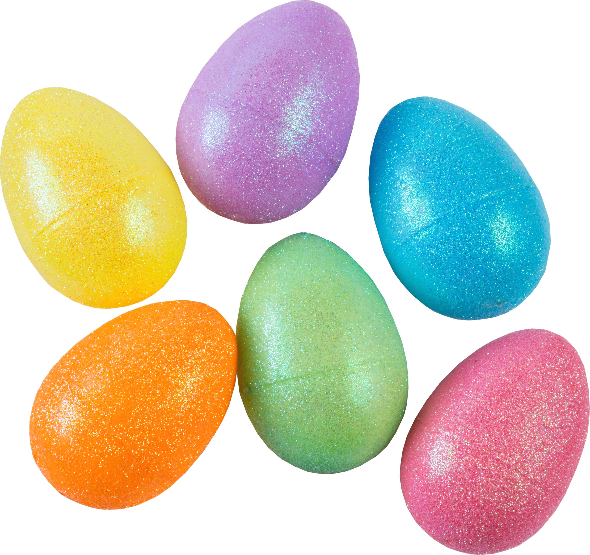 Oeufs de Pâques à remplir en plastique scintillant, multicolore, paq. 6 Overhead_Flat