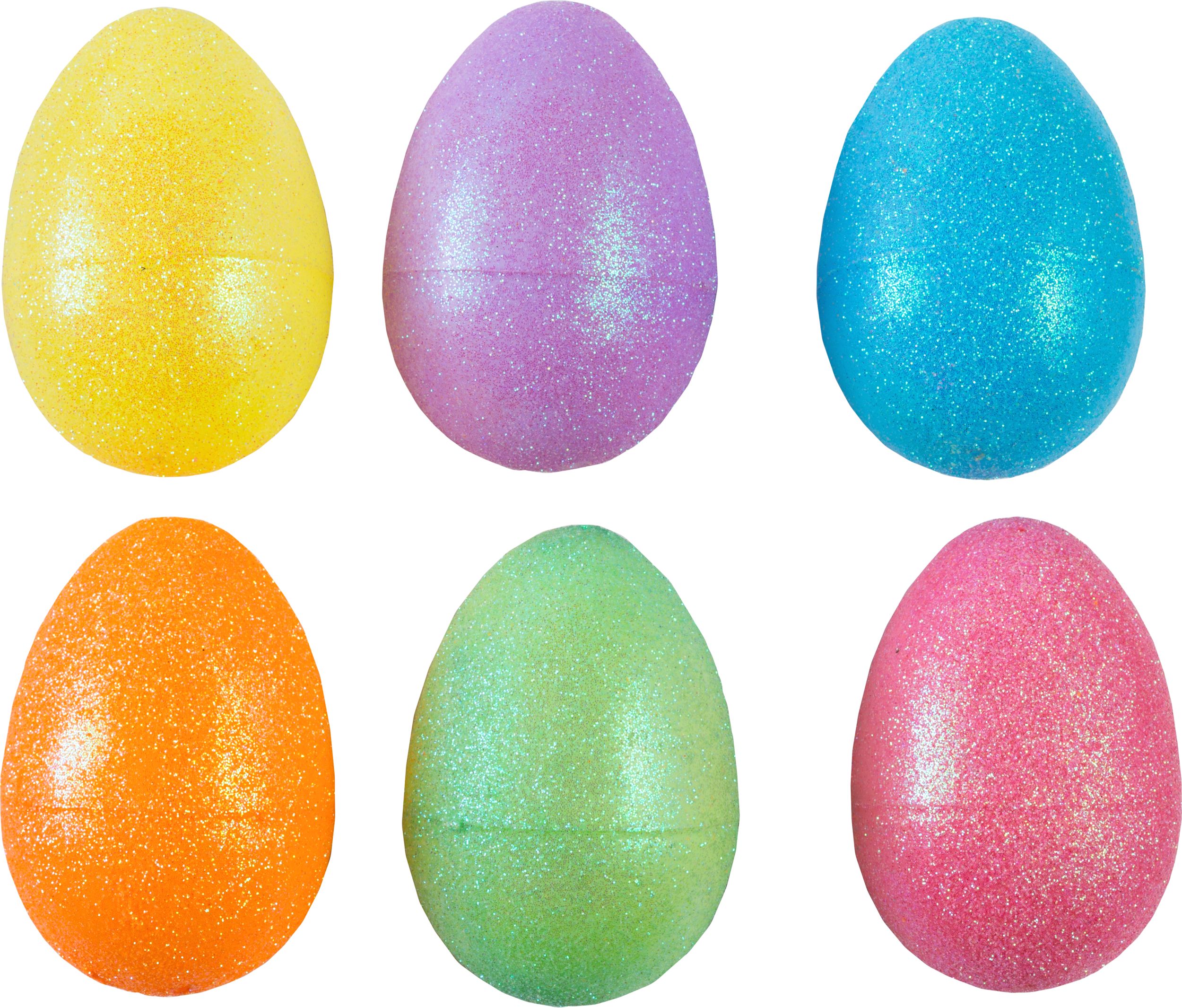 Oeufs de Pâques à remplir en plastique scintillant, multicolore, paq. 6 Overhead_Flat