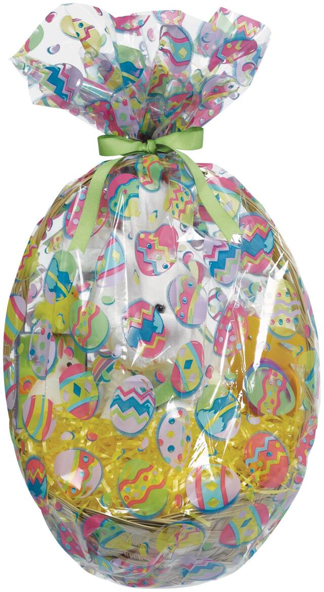 Cello Transparent Shrink Wrap, Clear/Multi-Coloured, Easter Eggs, 25-in, 2-pk, for Easter Front_Flat