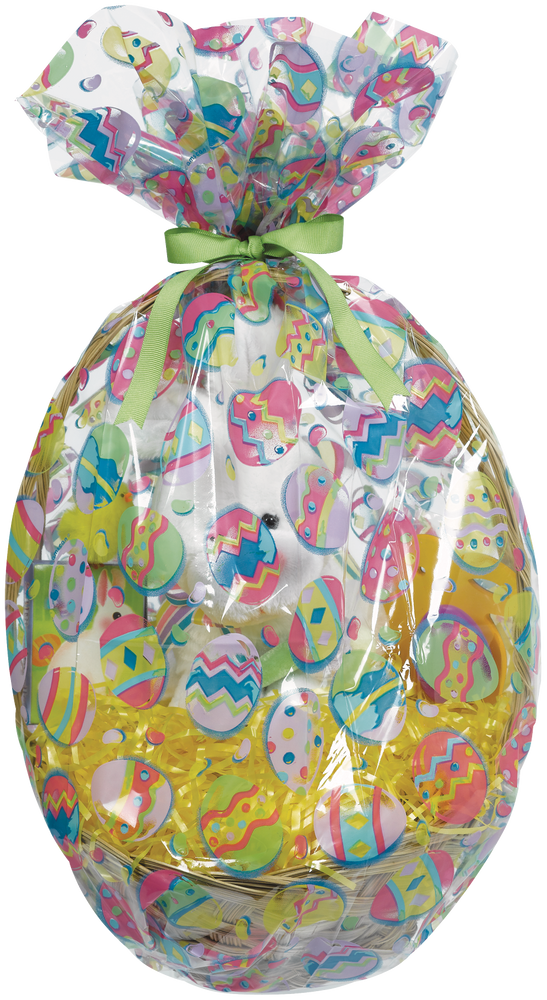Painted Easter Eggs Plastic Gift Basket Bags, 2pk Party City