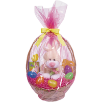 Sacs panier à cadeaux en plastique rose, paq. 2 Front_Flat