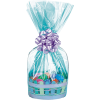 Sacs panier à cadeaux en plastique bleu caraïbe, paq. 2 Front_Flat