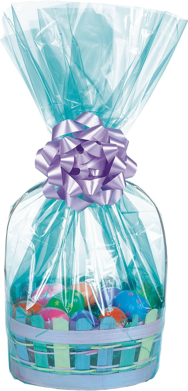 Sacs panier à cadeaux en plastique bleu caraïbe, paq. 2 Front_Flat