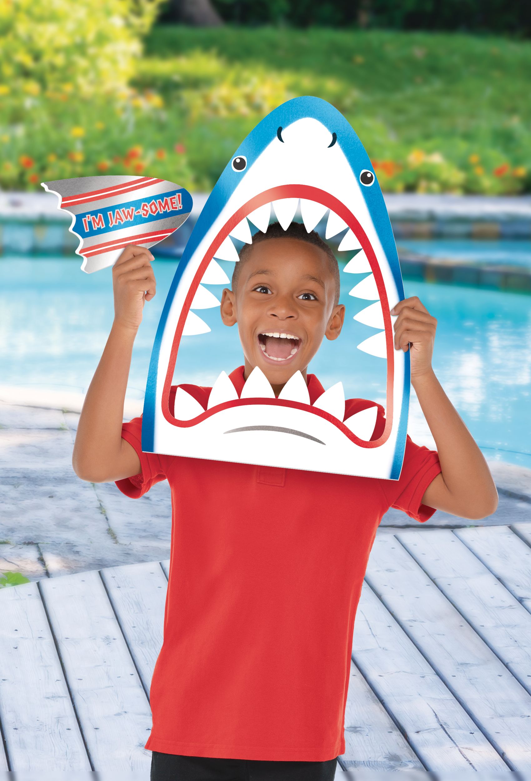 Giant Shark Head Photo Booth Frame Kit, 2-pc Front_Flat