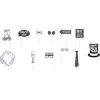 Disco New Year's Eve Photo Booth Props, 12-pc Front_Flat