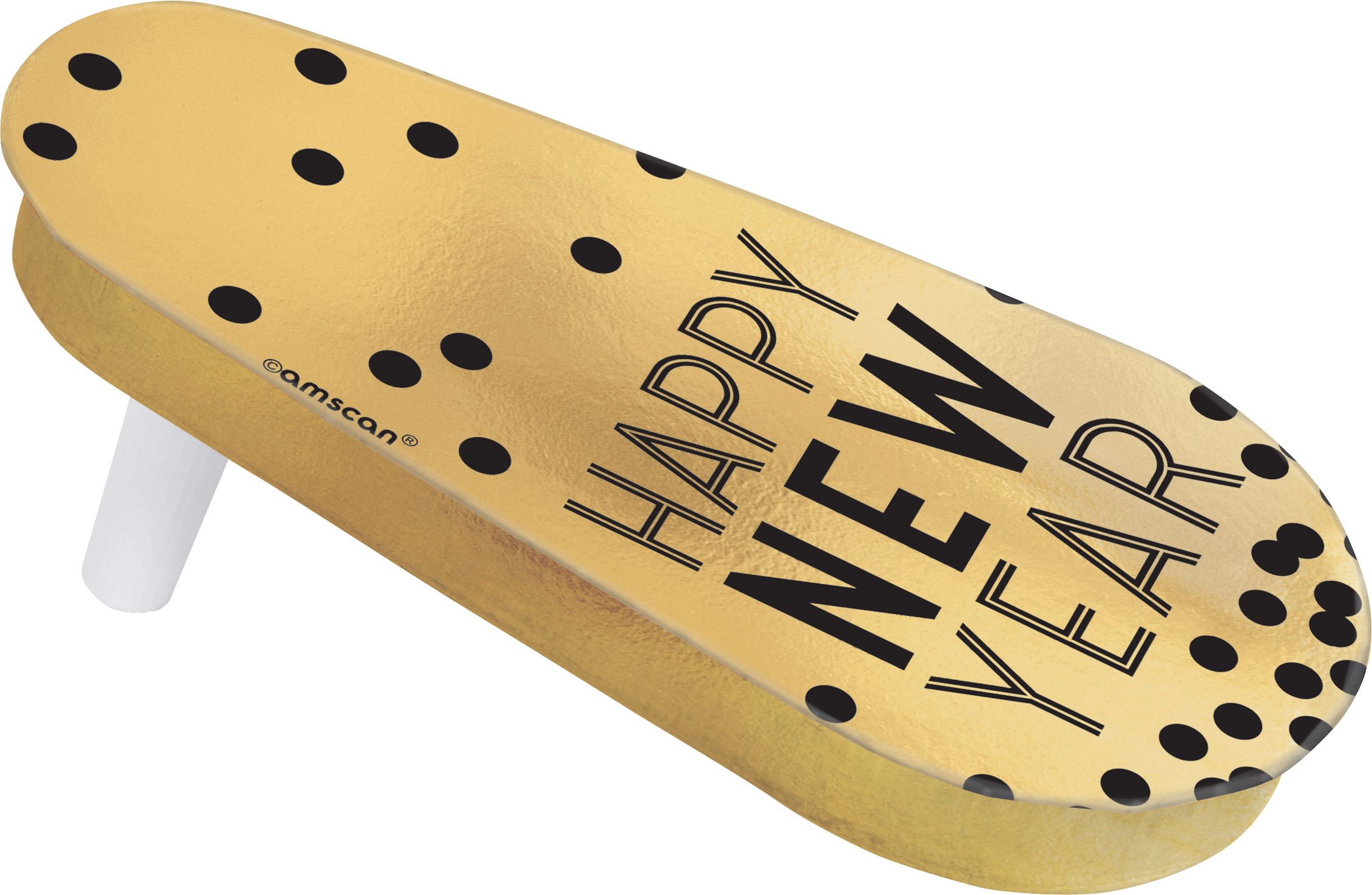 "NYE" Spinner Noisemakers, Black/Gold, 3-pk, for New Year's Eve Front_Angled_Right
