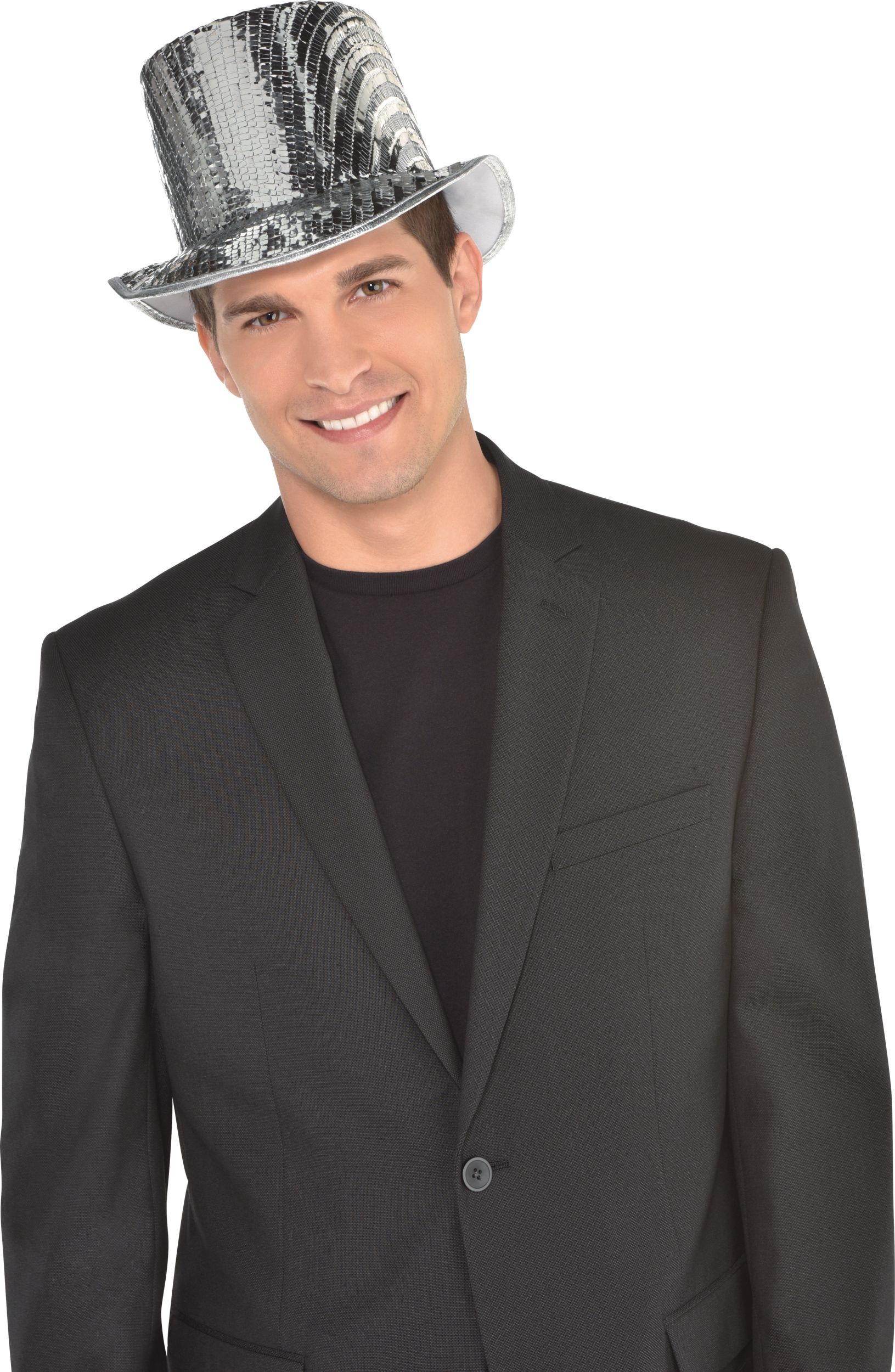 Silver Sequin Top Hat Front_Flat