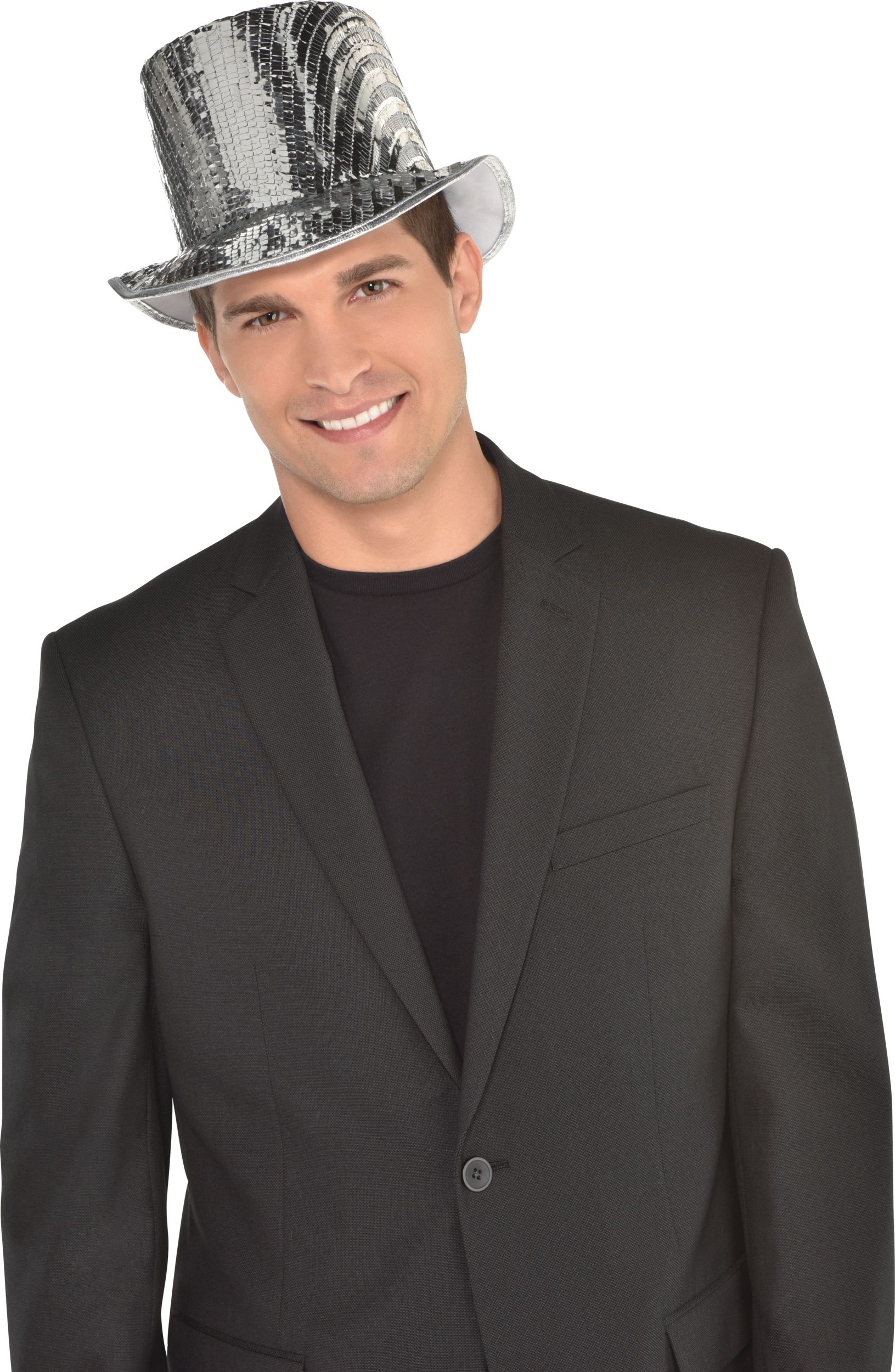 Silver Sequin Top Hat Front_Flat