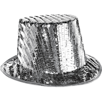 Silver Sequin Top Hat Front_Angled_Right