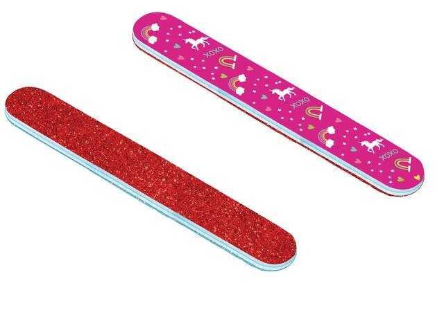 Glitter Red & Rainbow Unicorn Emery Boards, 12-pk Overhead_Plunge