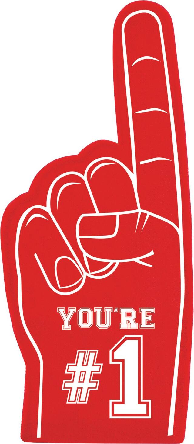 "You're #1" Mini Foam Fingers, Red, 12-pk, for Valentine's Day Front_Flat