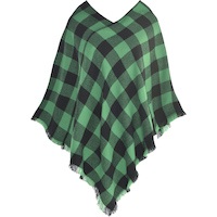 Poncho damier tartan vert pour femmes Front_Flat