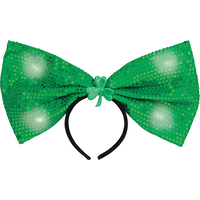Light-Up Giant Green Sequin Bow Headband Front_Flat