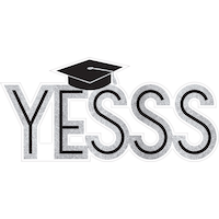 Glitter Silver Yesss Photo Booth Prop Front_Flat