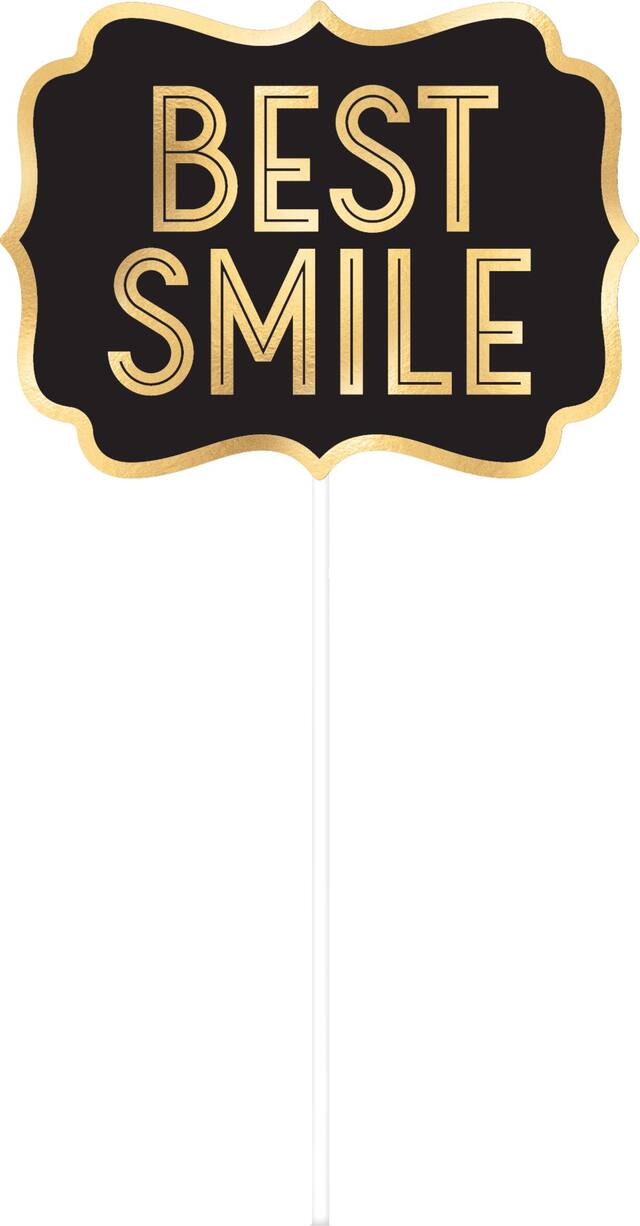 Black & Gold Graduation Photo Booth Props, 13-pc Front_Flat