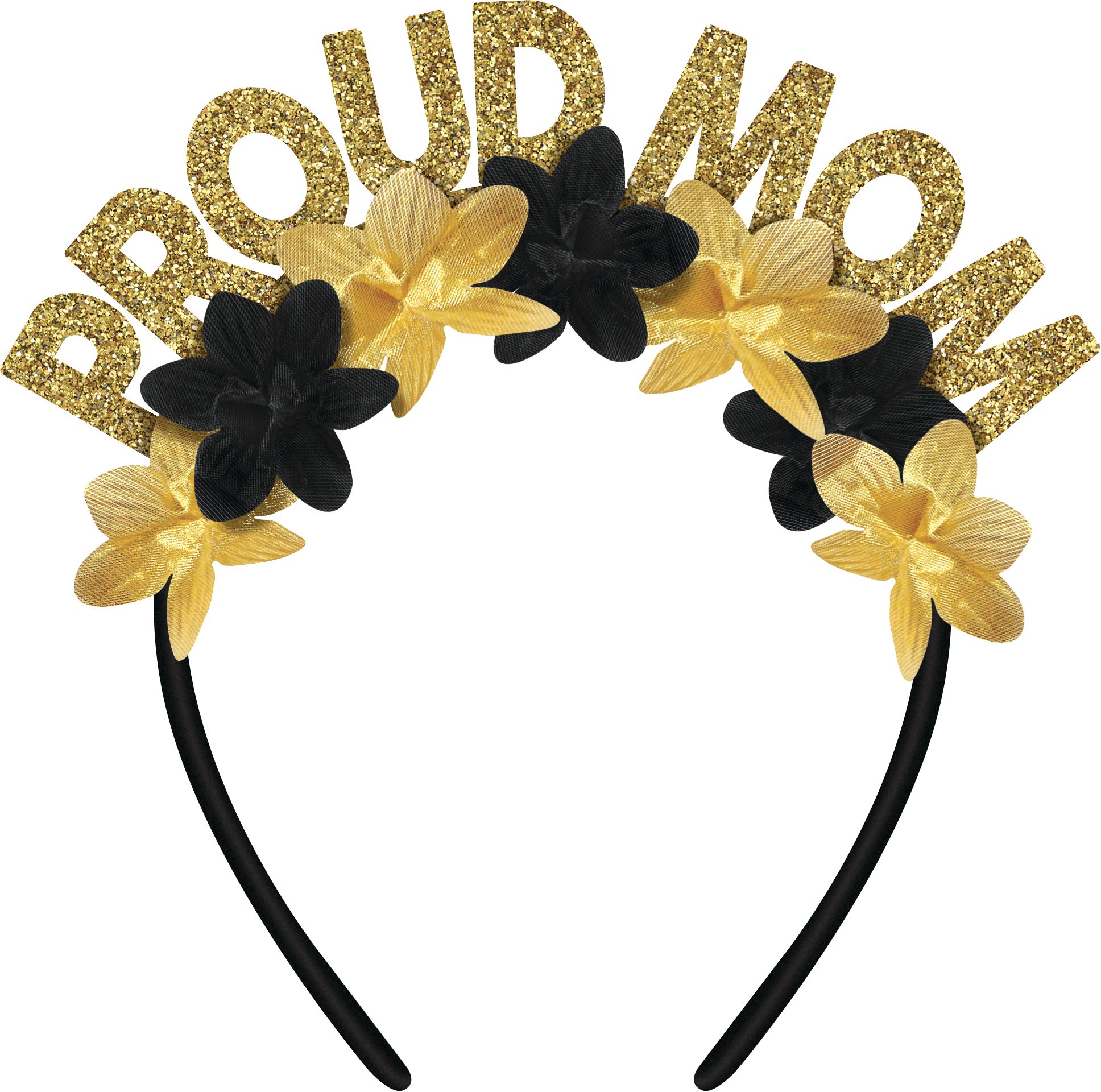 Serre-tête floral Proud Mom, or scintillant Front_Flat