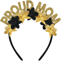 Serre-tête floral Proud Mom, or scintillant Front_Flat