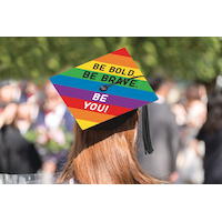 Be You Graduation Cap Topper, Rainbow Back_Elevated