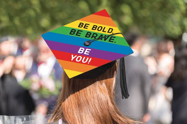Be You Graduation Cap Topper, Rainbow Back_Elevated