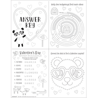 Feuilles d'activités animaux mignons de la Saint-Valentin, paq. 30 Overhead_Flat