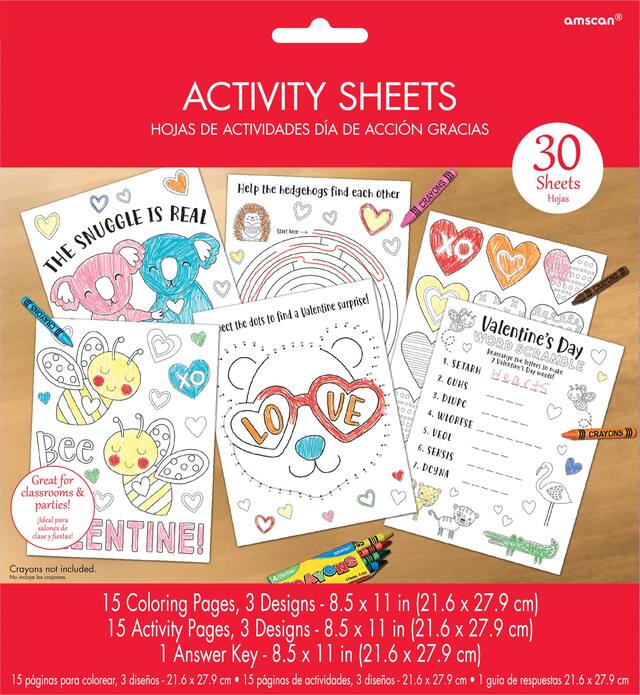 Cuddly Cubs Valentine's Day Activity Sheets, 30-ct Front_Flat