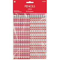 Writing Pencils, Red/White, Heart, 24-pk, for Valentine's Day Front_Flat