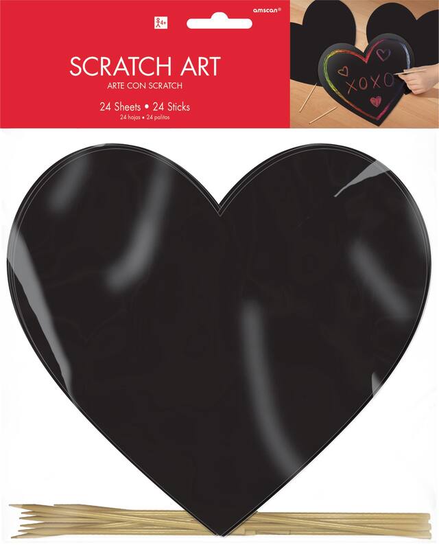 Heart Scratch Art Sheets, 24pk Party City