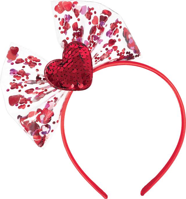 Confetti Shake Valentine's Day Bow Headband Front_Flat