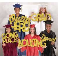 Accessoires photo de remise des diplômes avec phrases dorées géantes, paq. 5 Front_Flat