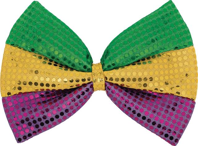Sequined Purple, Gold, & Green Bow Tie Front_Flat