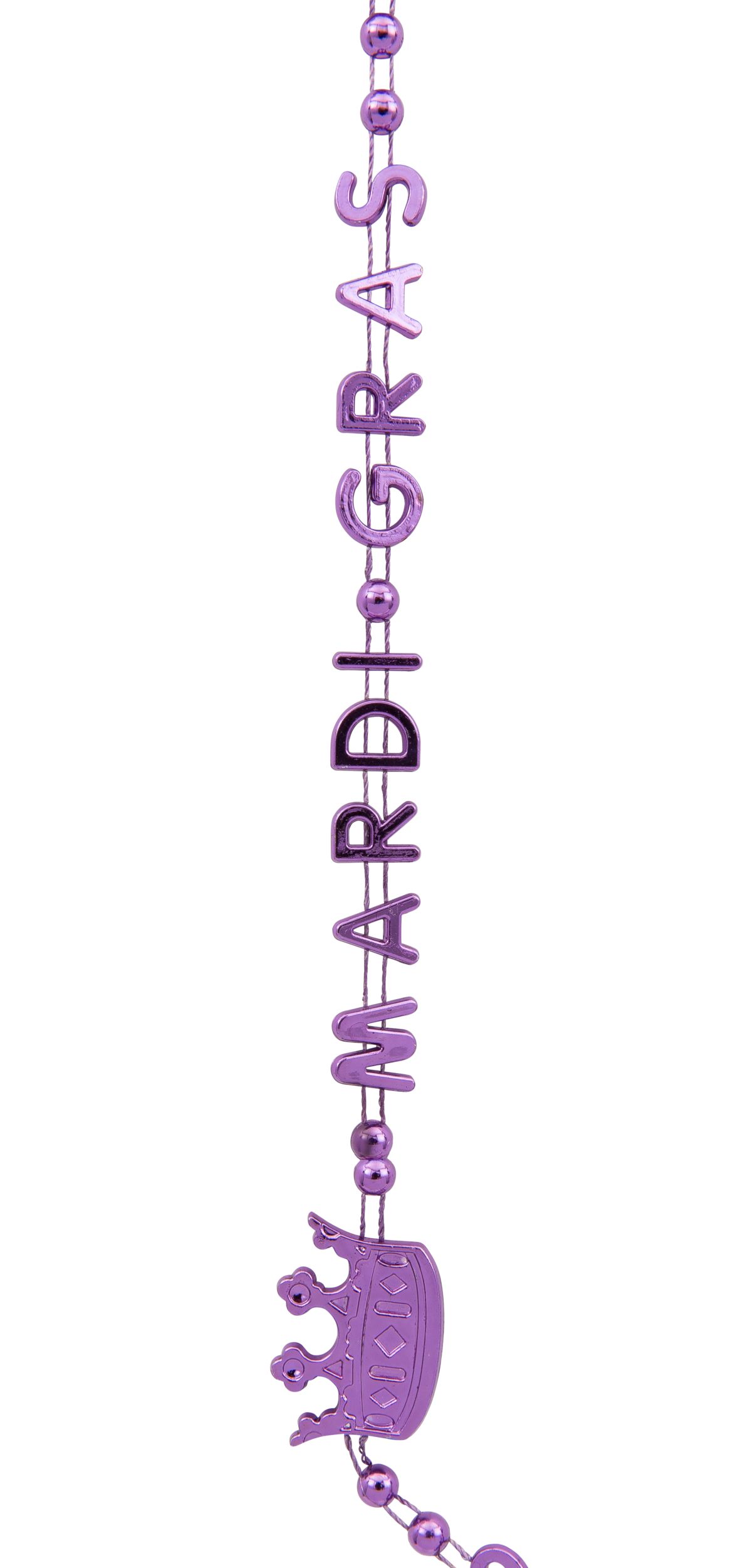 "Mardi Gras" Crown Bead Necklaces, Gold/Green/Purple, One Size, 6-pk, for Mardi Gras CloseUp