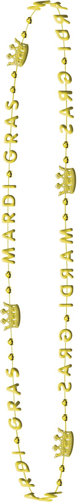 "Mardi Gras" Crown Bead Necklaces, Gold/Green/Purple, One Size, 6-pk, for Mardi Gras Front_Flat