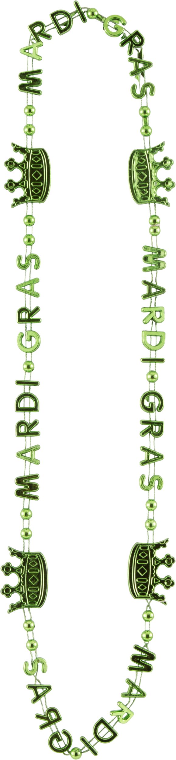 "Mardi Gras" Crown Bead Necklaces, Gold/Green/Purple, One Size, 6-pk, for Mardi Gras Front_Flat