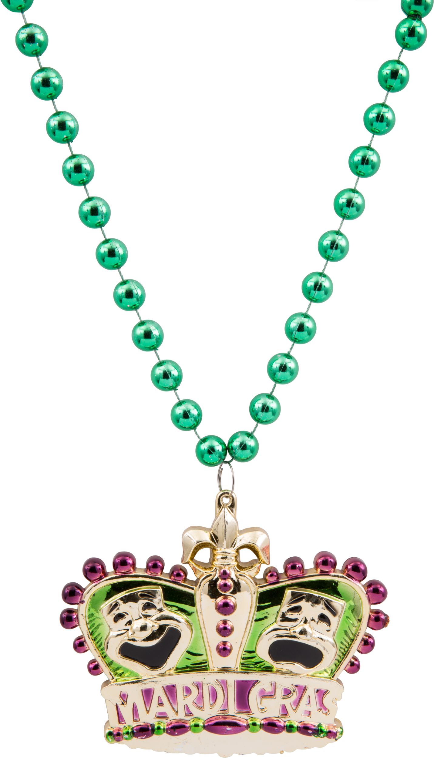 Collier de perles couronne Mardi gras à pendentif or CloseUp