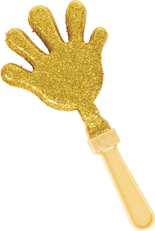 Glitter Hand Clapper Noisemakers, Black/Gold/Silver, 12-pk, for New Year's Eve Overhead_Plunge