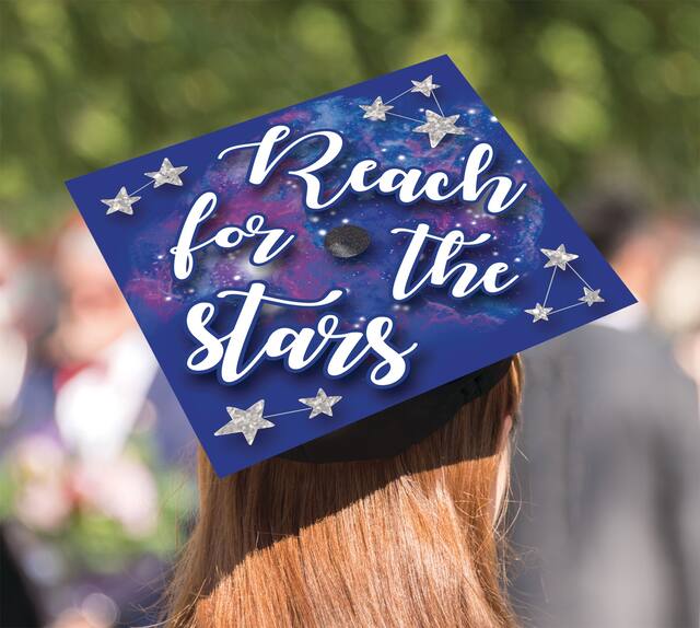Reach For The Stars Graduation Cap Topper Back_Flat
