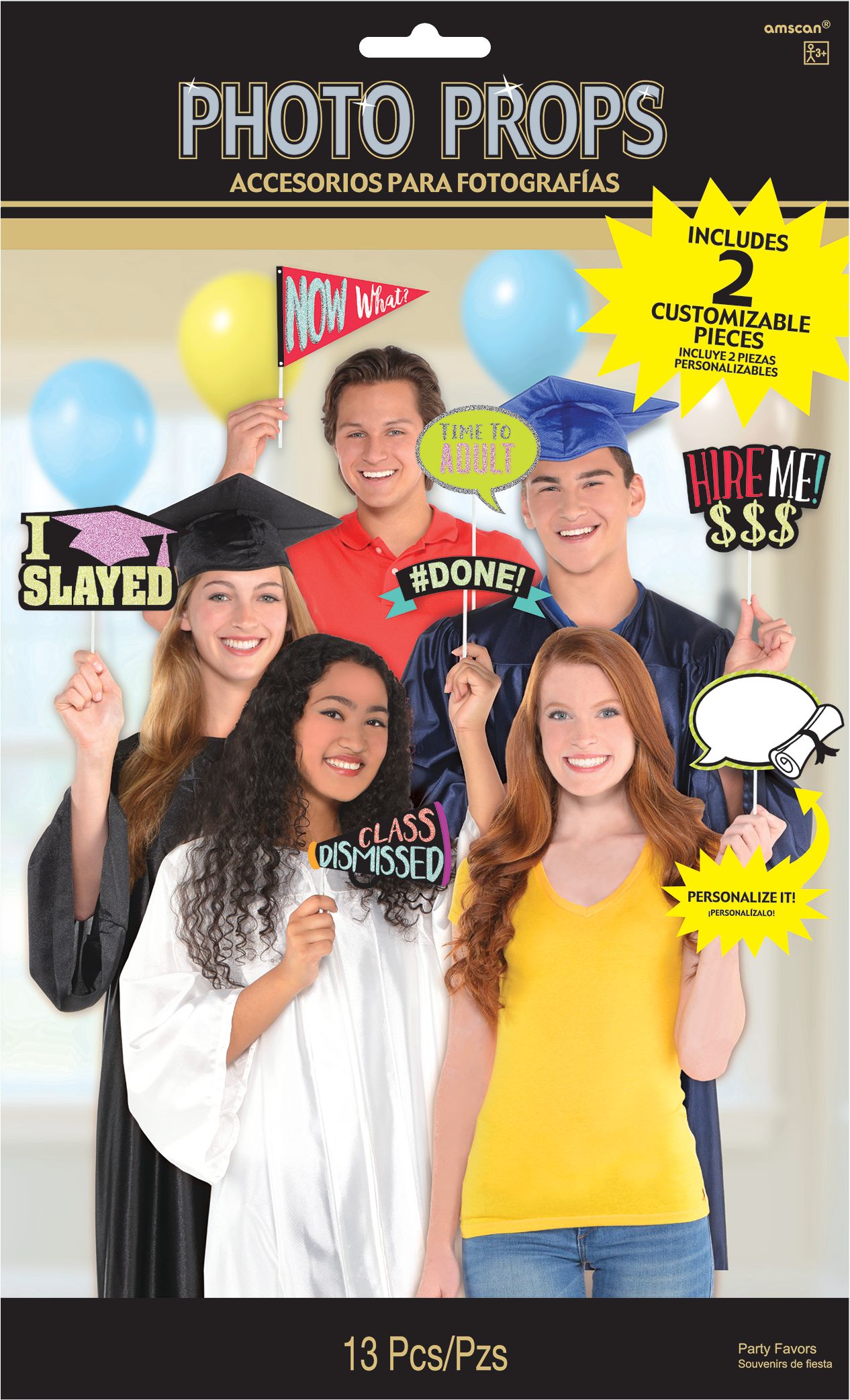 "Most Likely To.." Photo Booth Sign Props, Multi-Coloured, 13-pk, for Graduation Front_Flat