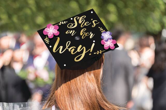 She's On Her Way Graduation Cap Topper Back_Flat